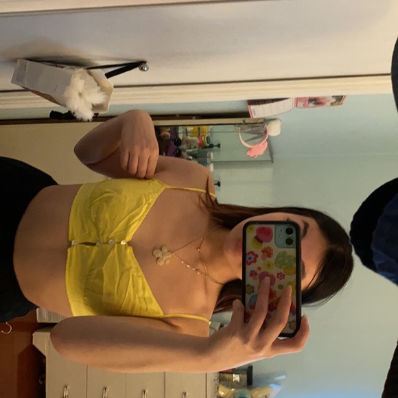 Aritzia le fou Wilfred yellow pink bralette top - Picture 2 of 6